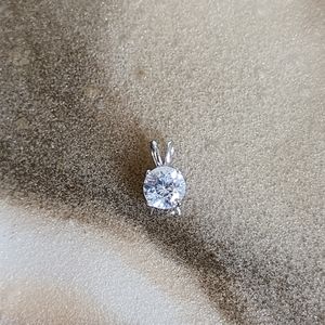 NEW Sterling Silver CZ Pendant Charm 6mm